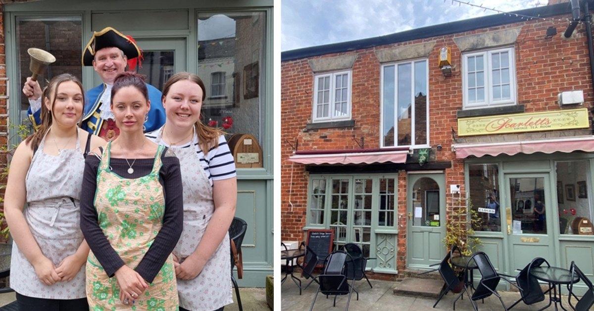 Scarlett's Vintage Tea Rooms Staff next to the cafe